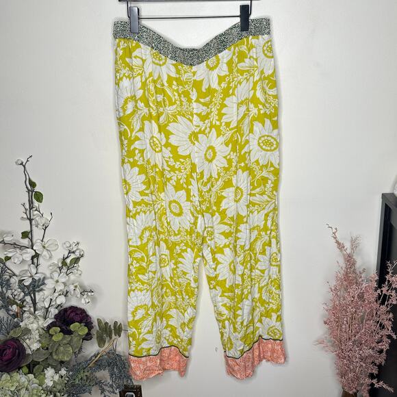 ANTHROPOLOGIE True Sleep Moxy Pajama Set Chartreuse Orange Sz XL {E32} - Picture 3 of 9